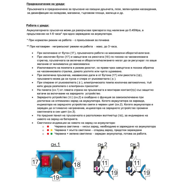 Акумулаторна пръскачка Маросса,12V, 8 Ah, 16л