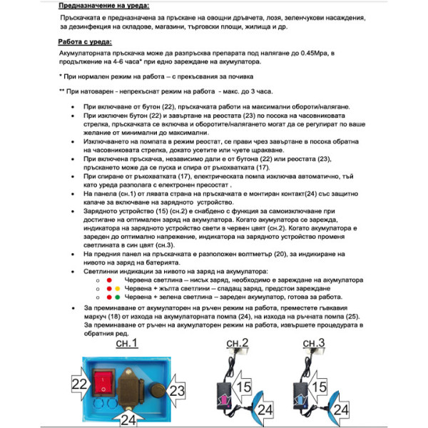 Пръскачка кобинирана акумулаторна и ръчна Marossa Garden MS16L8AH 16л