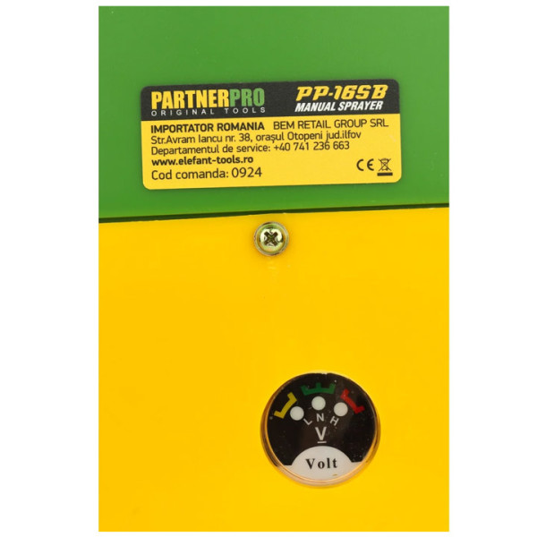 Акумулаторна пръскачка PARTNERPRO PP 16SB, 16л, 12V/8Ah, 620м2, 3вида дюзи