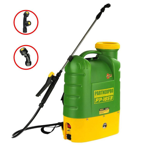 Акумулаторна пръскачка PARTNERPRO PP 16SB, 16л, 12V/8Ah, 620м2, 3вида дюзи