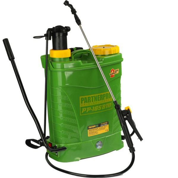 Комбинирана акумулаторна/ръчна пръскачка Partnerpro PP-16SBM 16л, 12V/8Ah, 620м2, 3вида дюзи