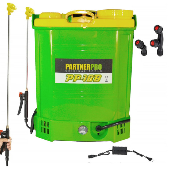 Акумулаторна пръскачка PARTNERPRO PP-18B, 18 л, 12V 8Ah, 3 дюзи