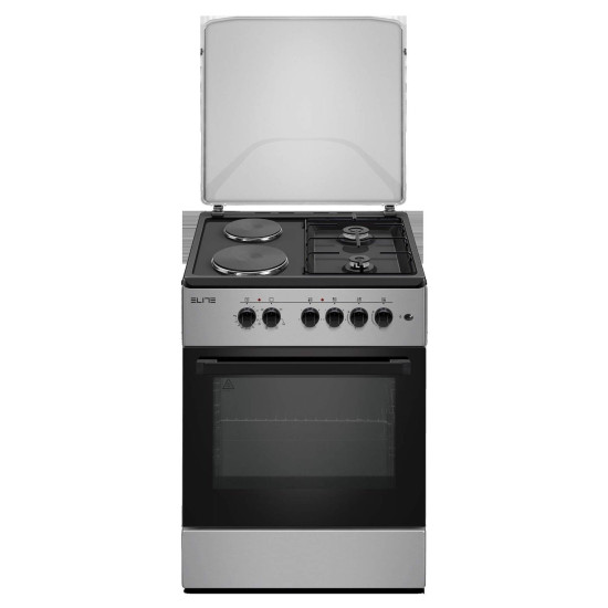 Готварска печка Elite FSEGC-0529BG, Газ/ток, Черно/Сив