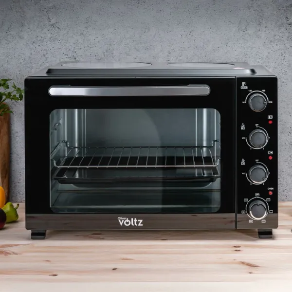 Готварска печка Voltz OV51441E45 с керамичен плот, 45L, Черен