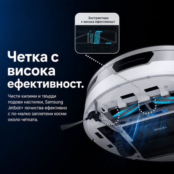 Робот прахосмукачка Samsung JetBot+ VR30T85513W/GE, Wi-Fi, Бяла