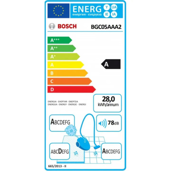 Прахосмукачка без торба  BOSCH BGC05AAA2, 700W, Червена