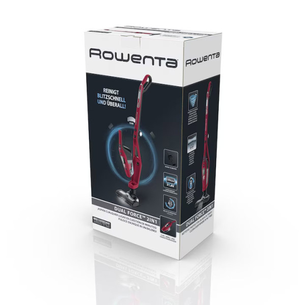 Вертикална прахосмукачка Rowenta Dual Force 2в1 RH6753WO, Червена