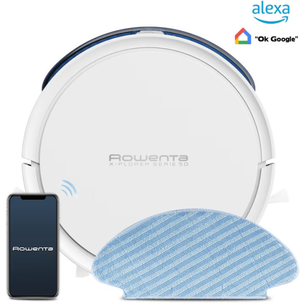 Робот прахосмукачка Rowenta X-Plorer Serie 50 RR7387WH, Система Aqua Force, Бял