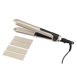 Преса за коса 3в1 ELITE HS-0463, три вида плочи, златиста