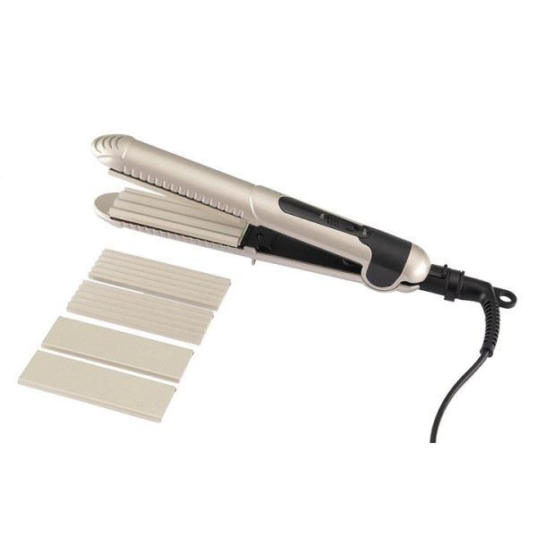 Преса за коса 3в1 ELITE HS-0463, три вида плочи, златна