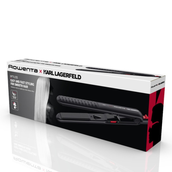 Преса за коса Rowenta x Karl Lagerfeld Optiliss SF323LF0, Keratin & Glow, Черен/Червен