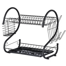 Сушилник за съдове Rosberg R53000H, 2нива, 40х25х39см, Черен 