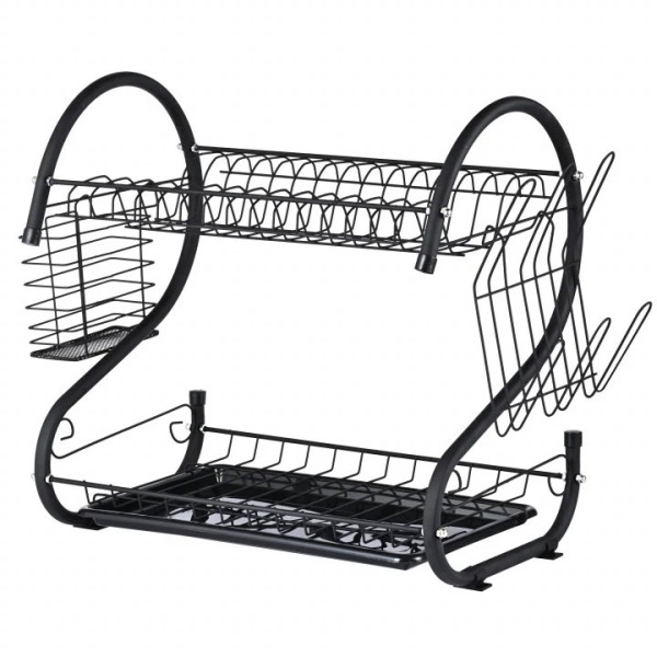 Сушилник за съдове R53000H Rosberg, 2нива, 40х25х39см, Черен 