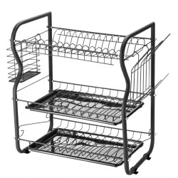 Сушилник за съдове Rosberg R53000O, 3 нива, 43x24x45 см., Черен