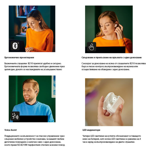 Слушалки PANASONIC RZ-B210WDE-K Bluetooth earbuds