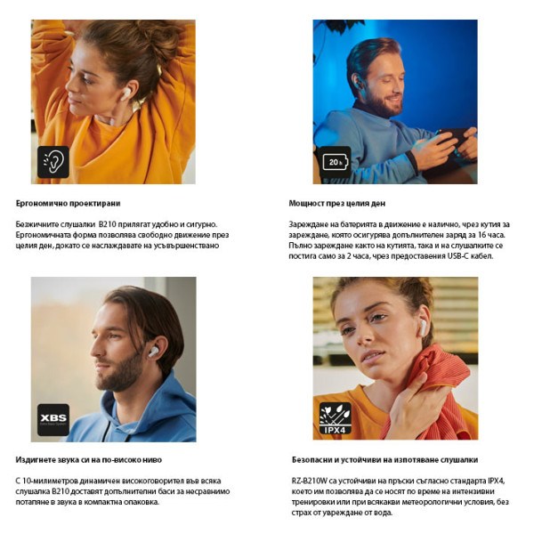 Слушалки PANASONIC RZ-B210WDE-K Bluetooth earbuds