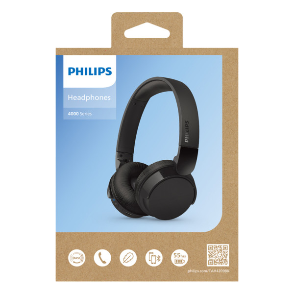 Безжични слушалки  PHILIPS TAH4209BK/00, Bluetooth, 32мм, черен