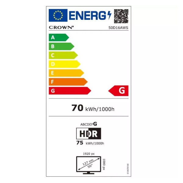 Телевизор Crown 50D16AWS, 50inch, Android
