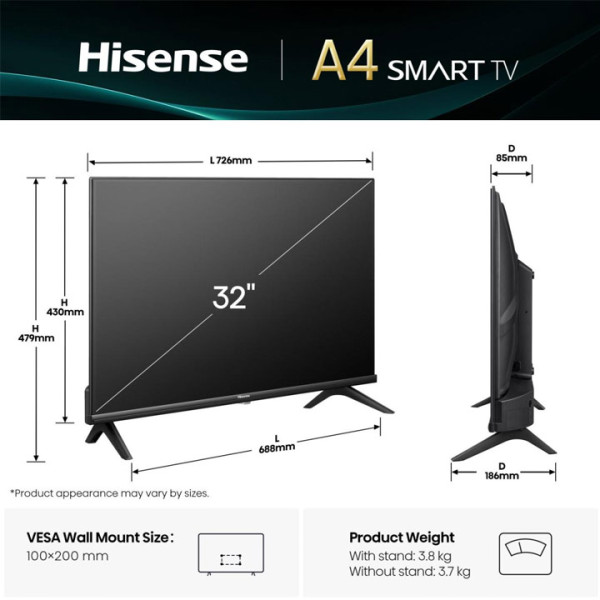 Телевизор Hisense 32A4Q,32inch