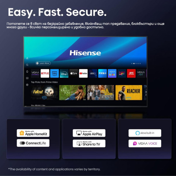 Телевизор HISENSE 43A6Q 4K Ultra HD LED SMART TV, VIDAA, 43.0 ", 108.0 см