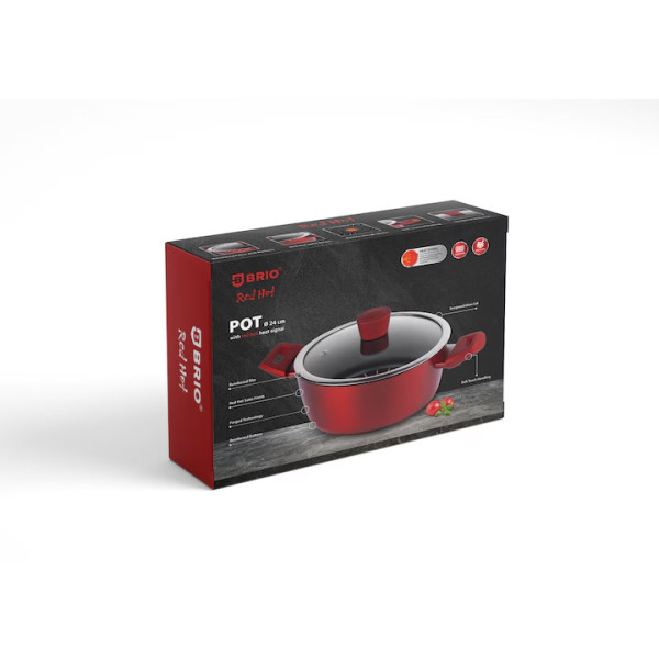 Тенджера BRIO Red Passion 24x10.5см, 4л, индукция