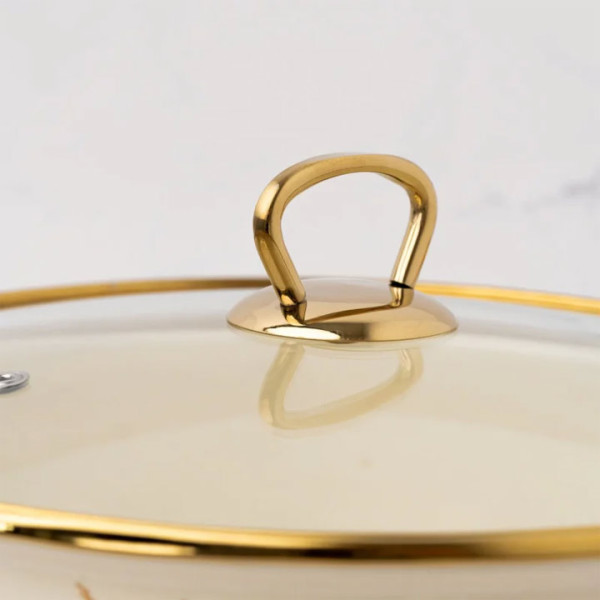 Тенджера Goldmann GM8017-26B,26х16см,8.5л Бял/старо злато