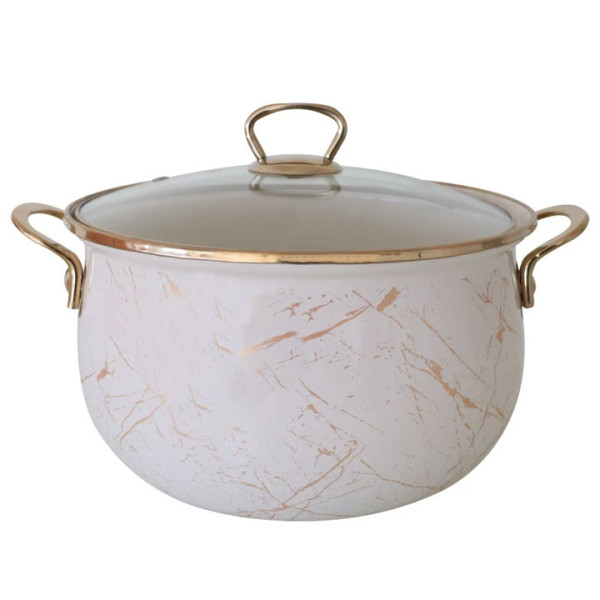 Тенджера Goldmann GM8017-26B,26х16см,8.5л Бял/старо злато