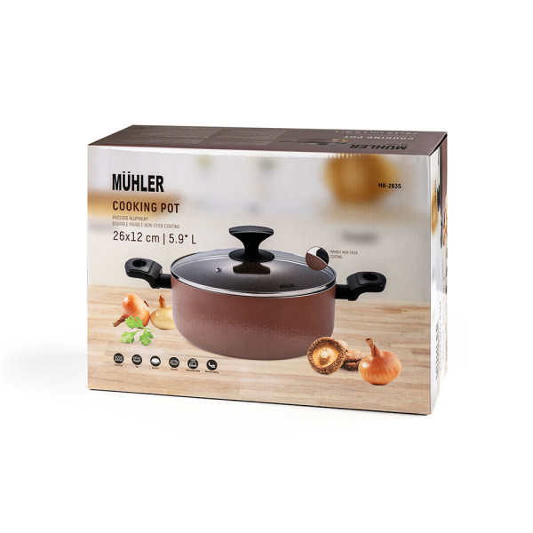 Тенджера Muhler Kikka MR-2635 26x12cm, 5.9L, Кафяв
