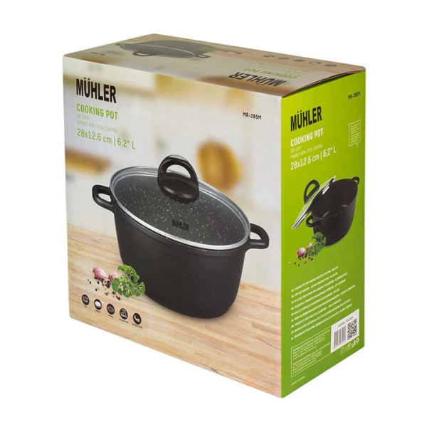 Тенджера Muhler Hanna MR-285M NEW, 28x12.6cm, 6.2L, лят алуминий