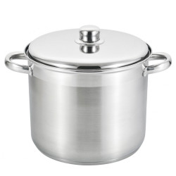 Дълбока тенджера Rosberg R51211B24S, 24 см, 9 литра, Неръждаема стомана, Капак, Инокс