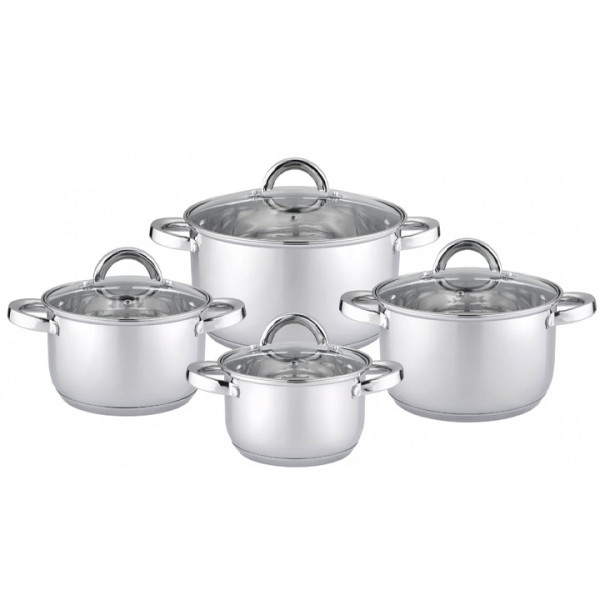 Комплект тенджери Rosberg R51210L8, 8ч, Индукция, Инокс