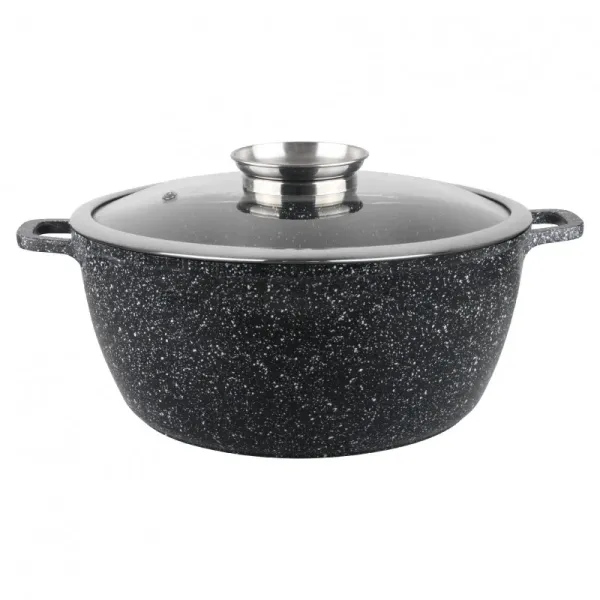 Тенджера Voltz OV54318C22, Ø22x10 см, 3.2 л, Лят алуминий, Черен