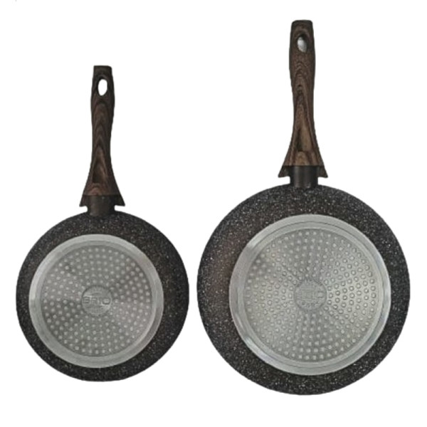 Комплект тигани 9Tnine-4419, 22/26см., Мраморно покритие, Кован алуминий