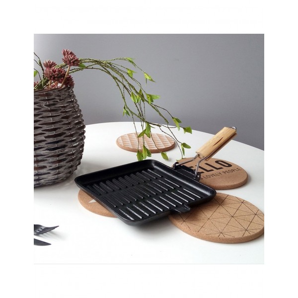 Чугунен грил тиган с дървена, махаща се дръжка Rosberg