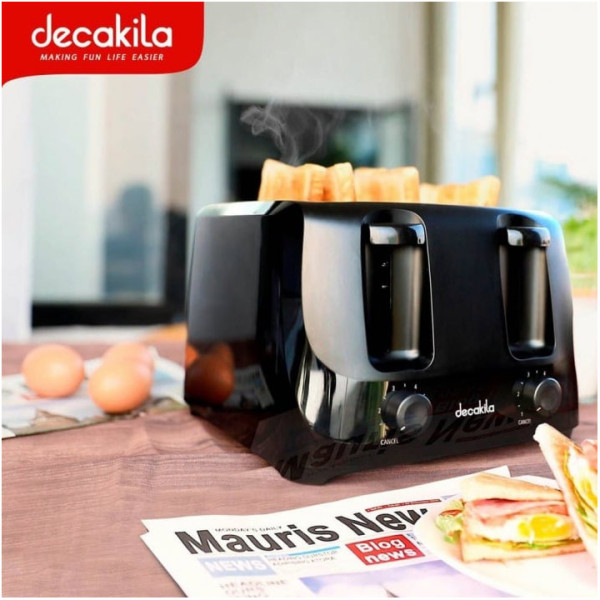 Тостер Decakila, 4 филии, 6 степени, 1400 W, Черен