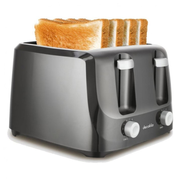 Тостер Decakila, 4 филии, 6 степени, 1400 W, Черен