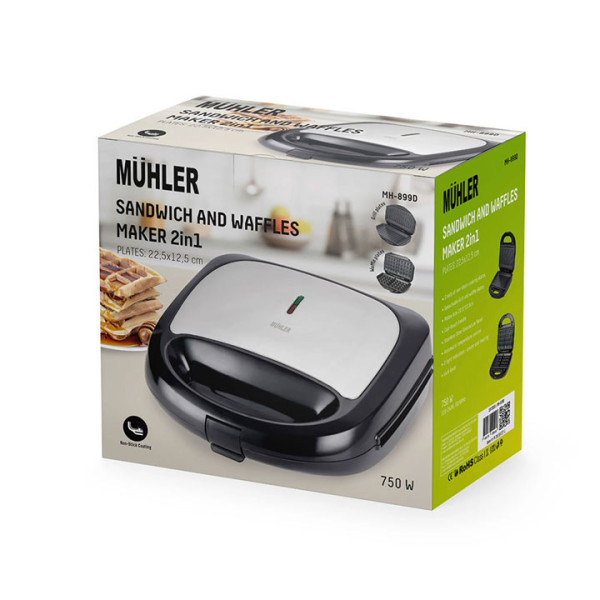 Уред за сандвичи и гофрети 2в1 MUHLER MH-899D