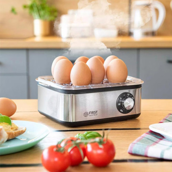 Яйцеварка Fіrѕt Аuѕtrіа FA-5115-3, 8 яйца, Приставка за пържени яйца, Инокс