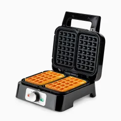Уред за гофрети белгийска вафла Muhler MHT1666WXL, 23 х 16, 5 см, Регулируем термостат, Топлоизолиран корпус, Черен