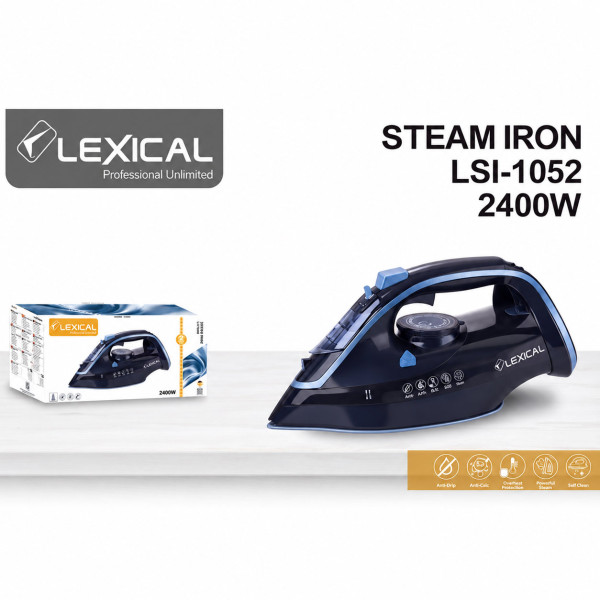 Парна ютия Lexical LSI-1052, 2400W, Керамична плоча, 450мл, Против накип