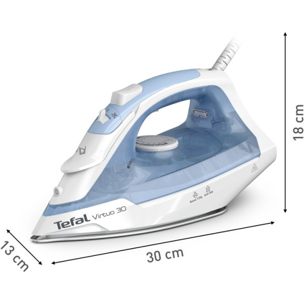 Ютия TEFAL FV2C41E0, 2000 W, 120 г/мин, Система против накип, Син/Бял