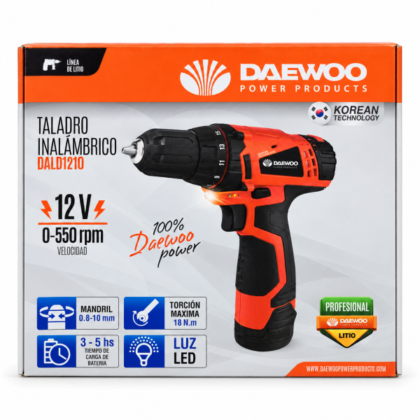 Акумулаторен винтоверт DAEWOO DALD1210, 18 Nm