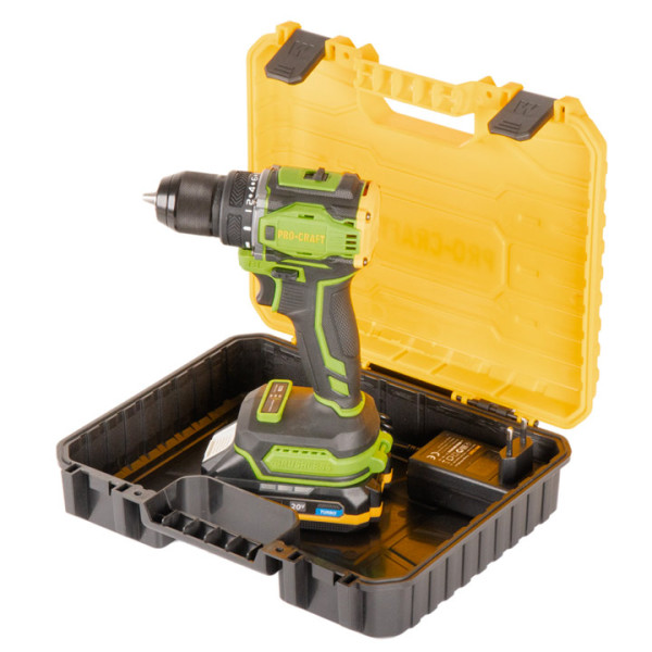 Акумулаторен безчетков винтоверт PROCRAFT PA18Pro, 20V с батерия и зарядно в куфар