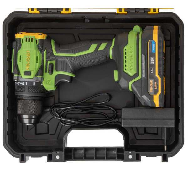 Акумулаторен безчетков винтоверт PROCRAFT PA18Pro, 20V с батерия и зарядно в куфар