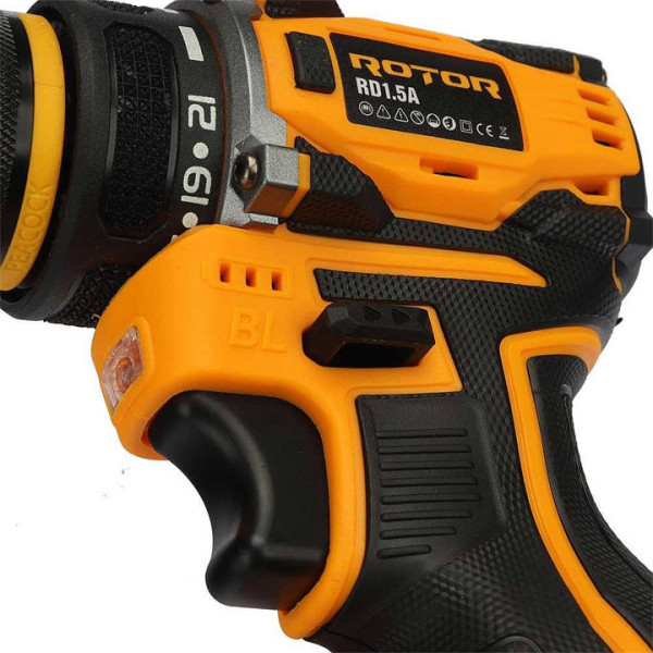 Акумулаторен винтоверт Rotor RD1.5A, 18V, 2x1.5Ah, безчетков мотор