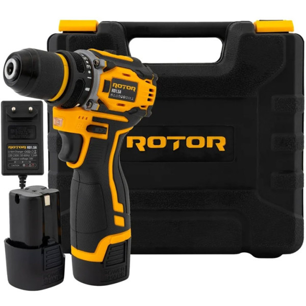 Акумулаторен винтоверт Rotor RD1.5A, 18V, 2x1.5Ah, безчетков мотор