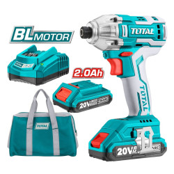 Акумулаторен ударен безчетков винтоверт TOTAL Ind BL TIRLI2002, 20V, 2x2.0Ah 1/4"