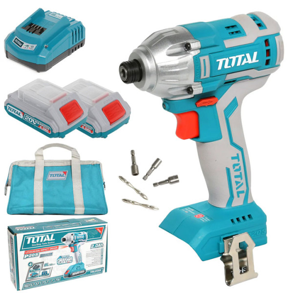 Акумулаторен ударен безчетков винтоверт TOTAL Ind BL TIRLI2002, 20V, 2x2.0Ah 1/4"