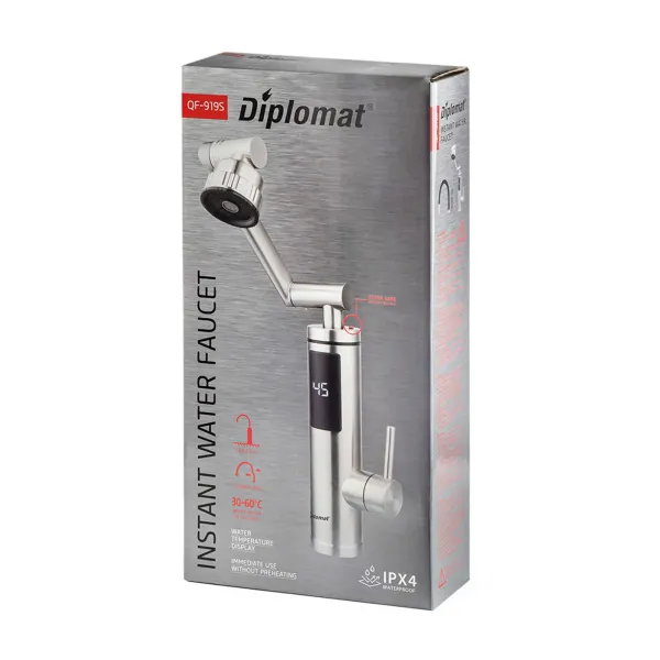 Водонагревател DIPLOMAT QF-919S,LED, Инокс