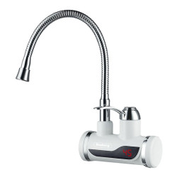 Нагревател за вода с гъвкав чучур Rosberg R57100C, С дисплей, гъвкъв чучур, 3000W, бял